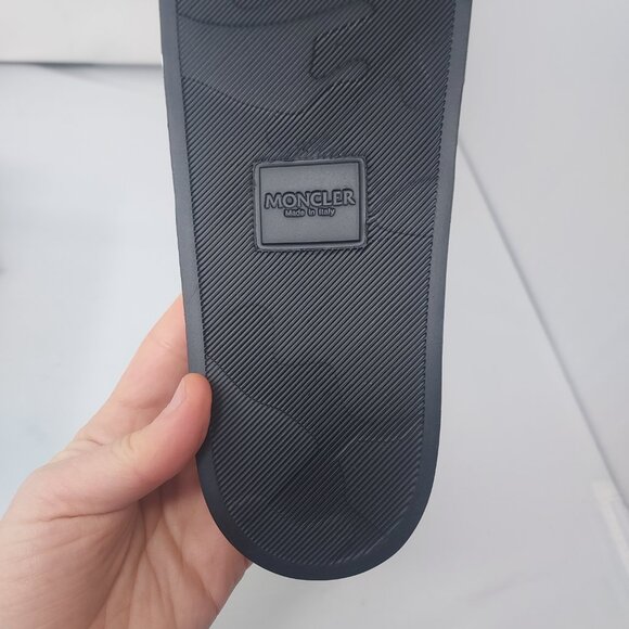 MONCLER Black MENS Basile Embossed Logo Stripe Slide Sandal - Picture 6 of 9